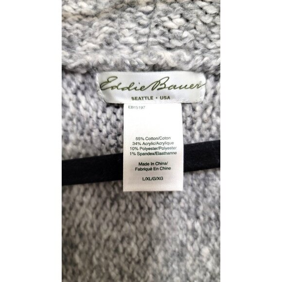Eddie Bauer Womens Heather Gray Shawl Collar Knit Cardigan Sweater L/XL - Picture 6 of 10